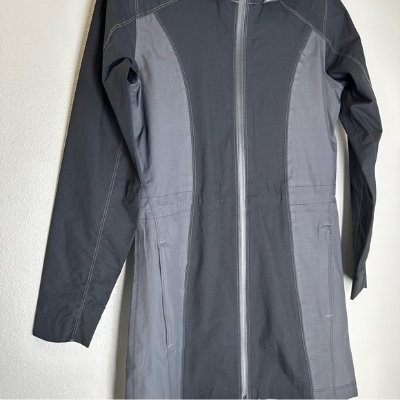 KUHL Jetstream Trench Coat Black Grey Colorblock Hooded Full Zip Size XS Women's - Picture 10 of 15